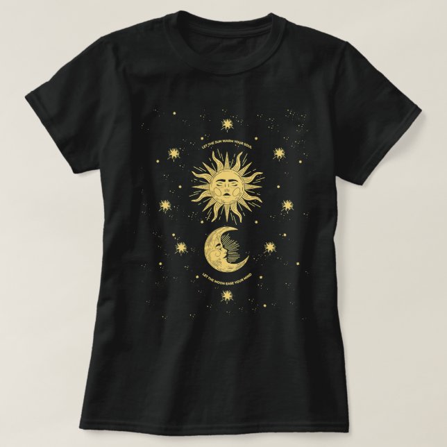 Camiseta Sol místico celestial Luna gótica Boho Bohemian A (Diseño del anverso)