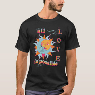 Camiseta Sol Naranja Luna Azul Todo Amor Es Posible Eclipse