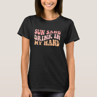 Camiseta Sol Ondulado Arena Bebida En Mi Mano Anillo En Mi