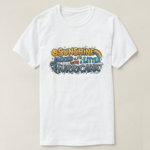 Camiseta Sol radiante mezclado con un pequeño huracán cómic