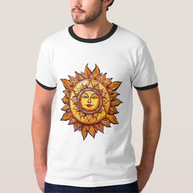 Camiseta Sol realista caricaturista - Ilustracion del sol a (Anverso)