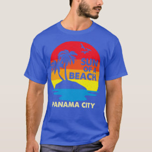 Camiseta Sol Retro De Una Playa Ciudad De Panamá