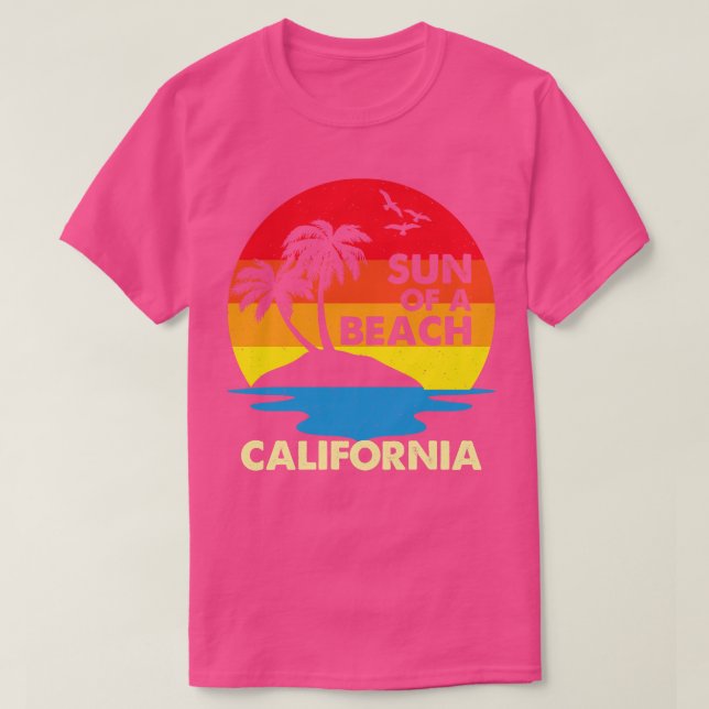 Camiseta Sol Retro De Una Playa De California (Diseño del anverso)