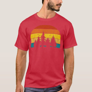 Camiseta Sol Retro Minimalista Con Silhouette De Árbol Pino