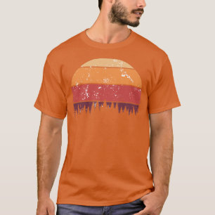 Camiseta Sol Retro Minimalista Con Silueta De Árbol Pino 7