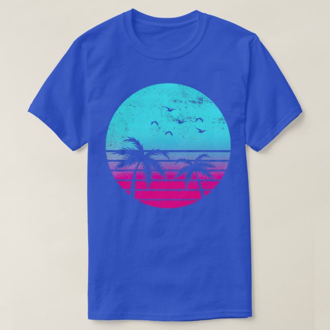 Camiseta Sol Retro Ultramar Con Palmeras (Diseño del anverso)