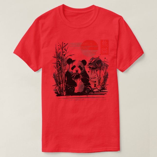 Camiseta Sol rojo panda (Diseño del anverso)