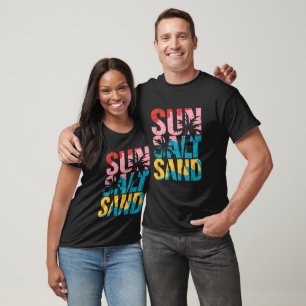 Camiseta Sol Salt Beach Retro Typografía Verano
