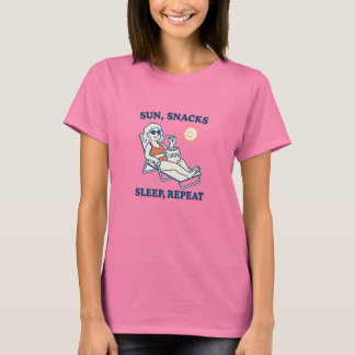 Camiseta Sol, Snacks, Sueño, Repetir