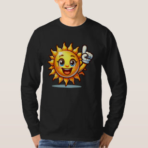 Camiseta Sol Sonriente Dando Sombrillas Para Los Niños Cara