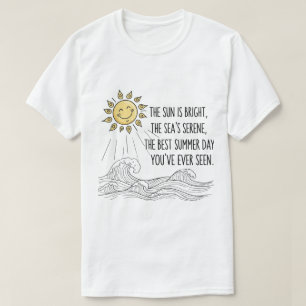 Camiseta Sol sonriente lindo arte de onda de verano