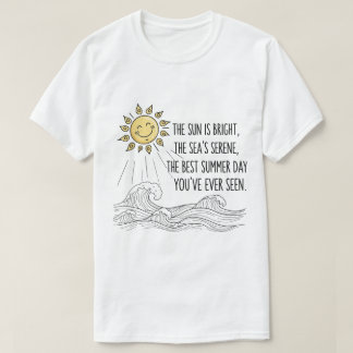 Camiseta Sol sonriente lindo arte de onda de verano