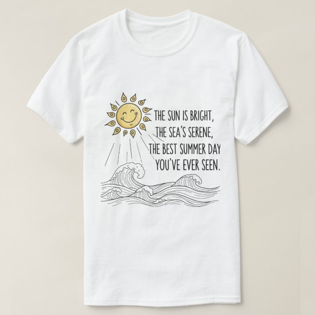 Camiseta Sol sonriente lindo arte de onda de verano (Diseño del anverso)