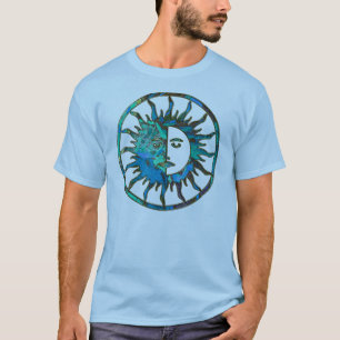 Camiseta SOL y MOON en azul, oro y plata
