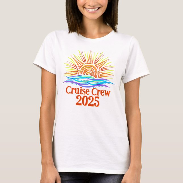 Camiseta Sol y oleadas de la tripulación de crucero (Anverso)