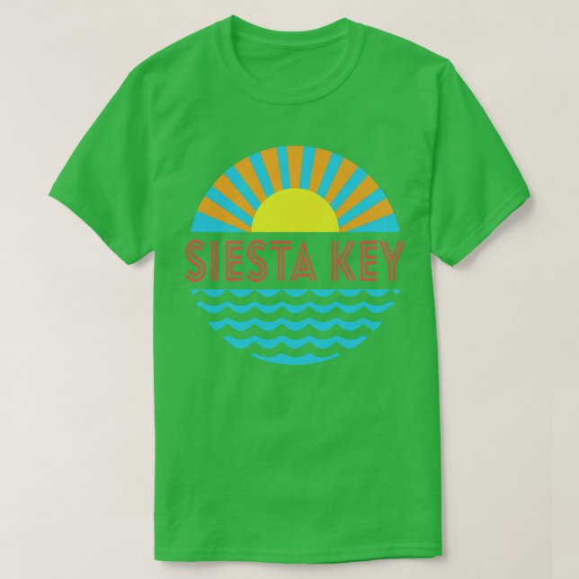 Camiseta Sol Y Ondas De La Playa De Siesta Key (Diseño del anverso)