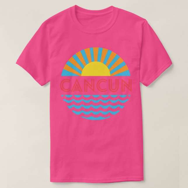 Camiseta Sol Y Ondas De Playa De Cancún (Diseño del anverso)