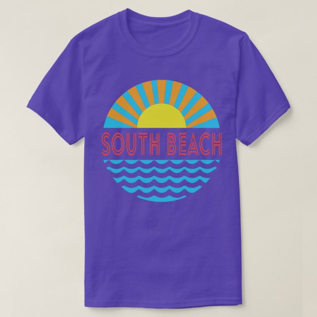 Camiseta Sol Y Ondas De Playa Del Sur (Diseño del anverso)