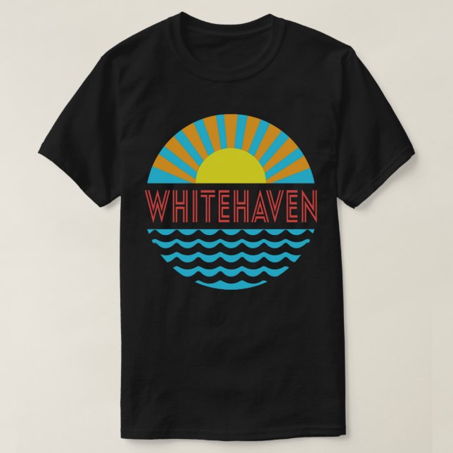 Camiseta Sol Y Ondas De Playa Whitehaven (Diseño del anverso)