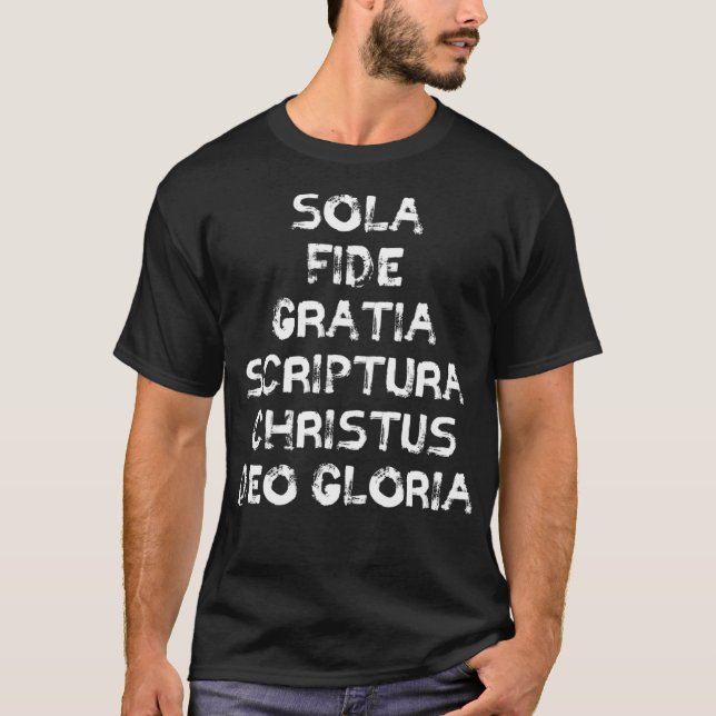 Camiseta Sola Fide Gratia Scriptura Christus Deo Gloria Lat (Anverso)
