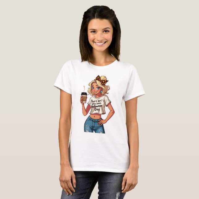Camiseta Solamente un Chica que ama el Día de Halloween (Anverso completo)