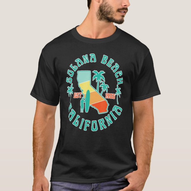Camiseta Solana Beach California Map Surf Summer Vacation V (Anverso)