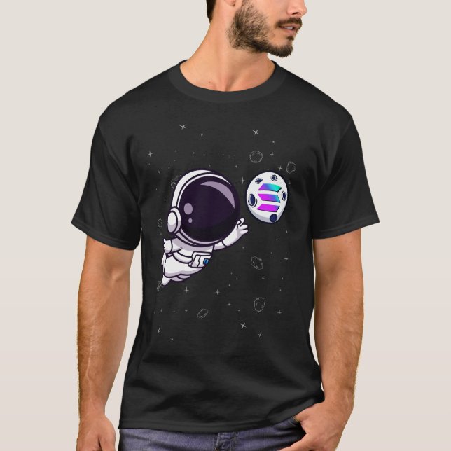 Camiseta Solana Crypto Astronauta Alcanzando La Luna Crypto (Anverso)