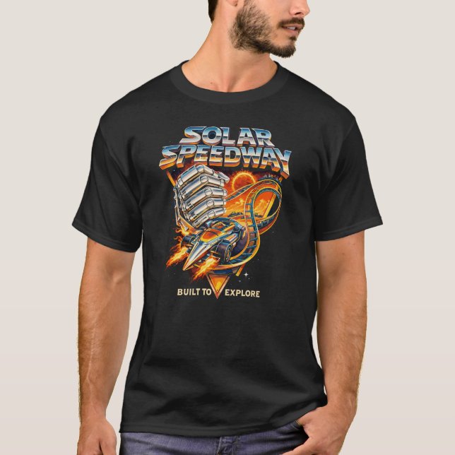 Camiseta Solar Speedway – Retro Space Racing Adventure Desi (Anverso)