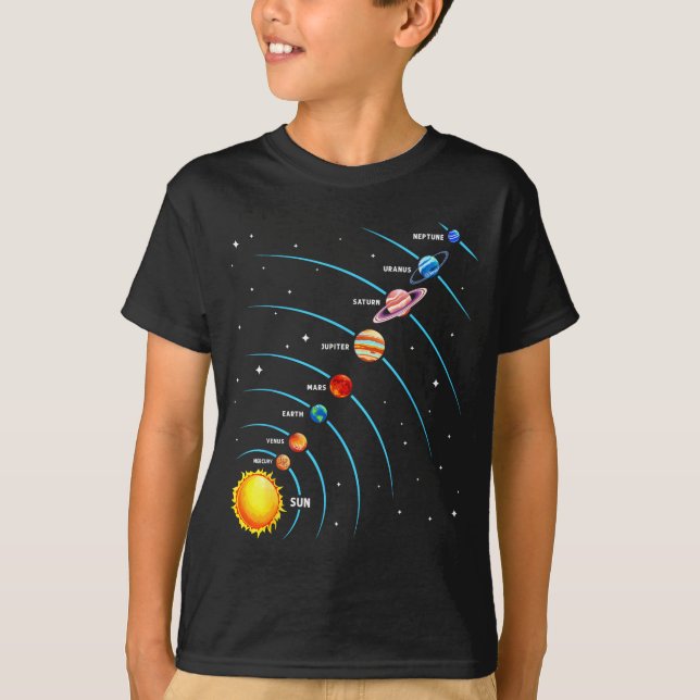 Camiseta Solar System Colorful Space Planets Educational Ki (Anverso)