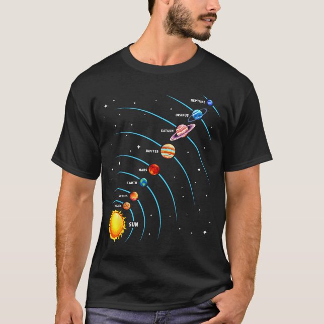 Camiseta Solar System Colorful Space Planets Educational Ki (Anverso)