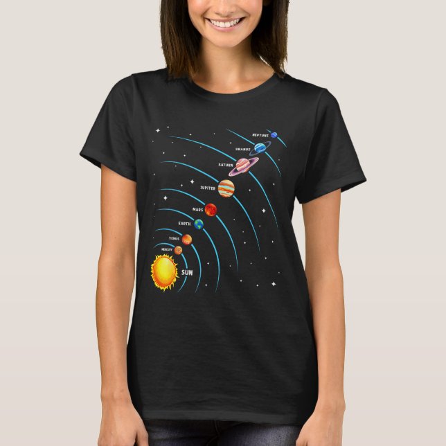 Camiseta Solar System Colorful Space Planets Educational Ki (Anverso)