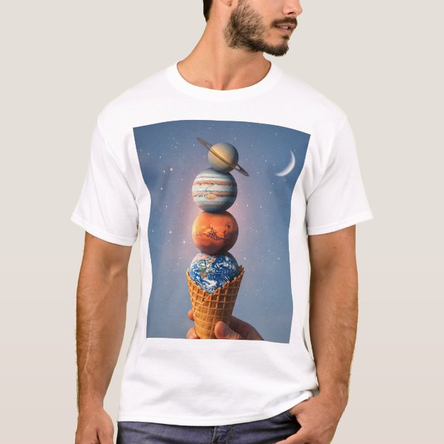 Camiseta Solar System Ice Cream Cone - Surreal Cosmic Art (Anverso)