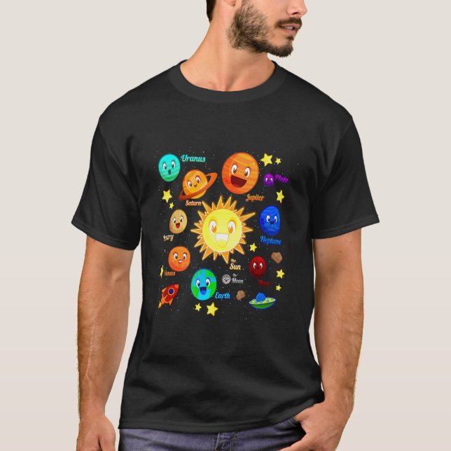 Camiseta Solar System Planets Science Space Boys Girls Kids (Anverso)