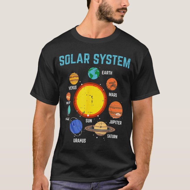 Camiseta Solar System Sun Planets Galaxy Astronomy Men Wome (Anverso)