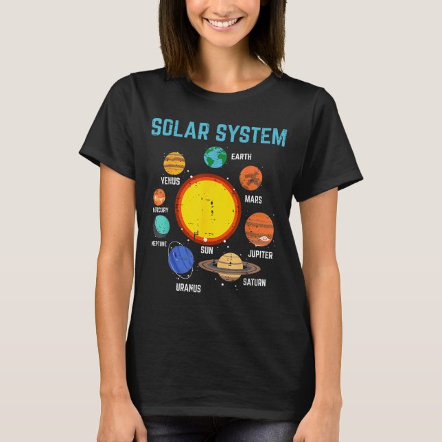 Camiseta Solar System Sun Planets Galaxy Astronomy Men Wome (Anverso)