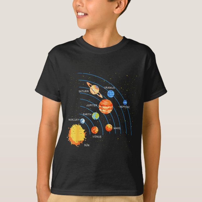 Camiseta Solar System Sun Planets Orbit Space Galaxy Men Wo (Anverso)