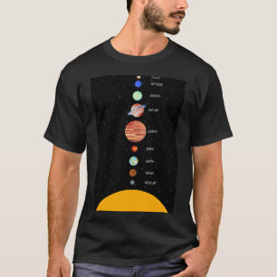 Camiseta Solar System with the writing of the names of the 