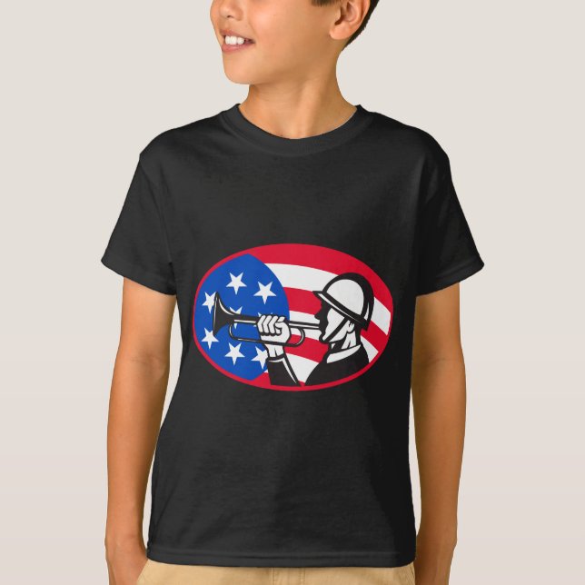 Camiseta Soldado americano con el bugle y barras y (Anverso)