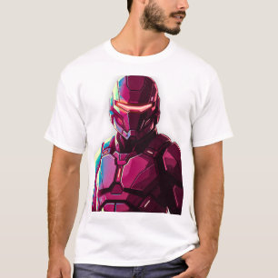 Camiseta Soldado Blindado Futurista Estética Blanca Calle