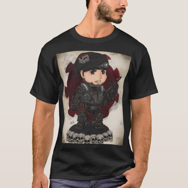 Camiseta Soldado Chibi con Armadura al Estilo COG (Anverso)