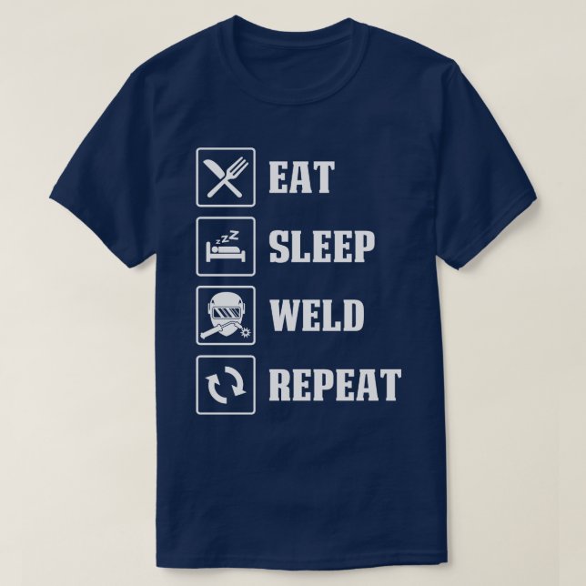 Camiseta Soldado Comer Dormir Soldadura Repetir Orgulloso S (Diseño del anverso)