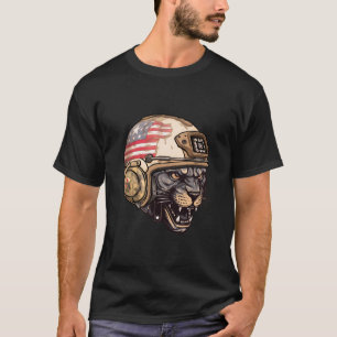 Camiseta Soldado con casco de pantera Arte de guerrero táct