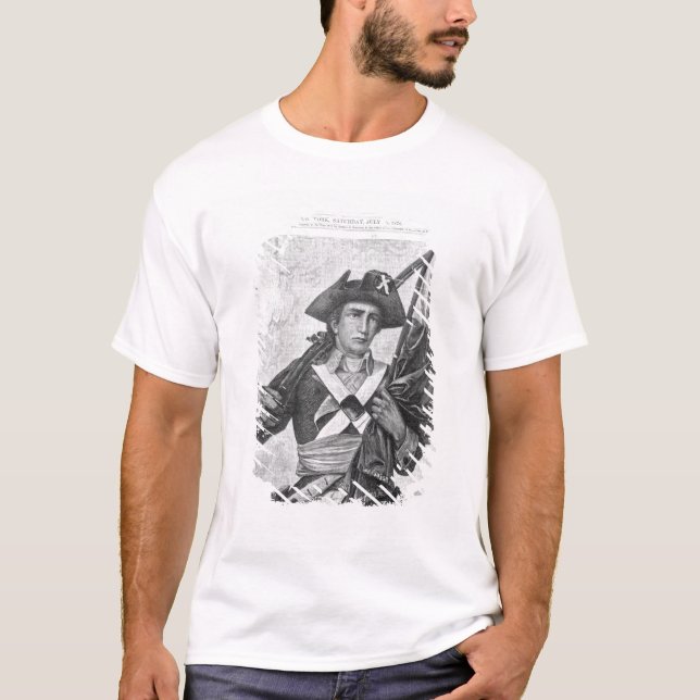 Camiseta Soldado continental que sostiene una bandera del (Anverso)