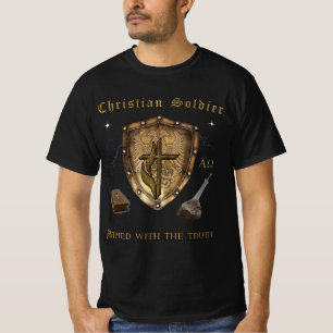 Camiseta Soldado Cristiano en el frente y Juan 3:16