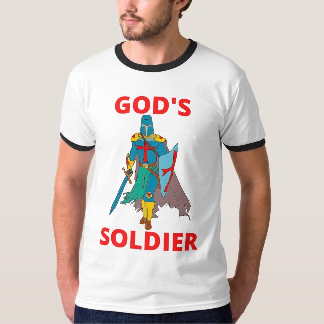 Camiseta Soldado de Dios en brazos, cantante de hombres (Anverso)