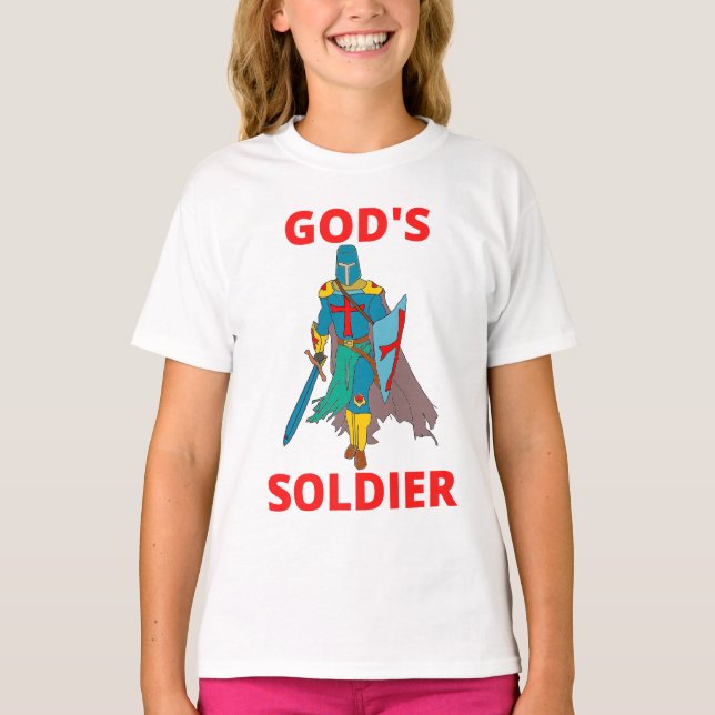 Camiseta Soldado de Dios en Chica de armas (Anverso)