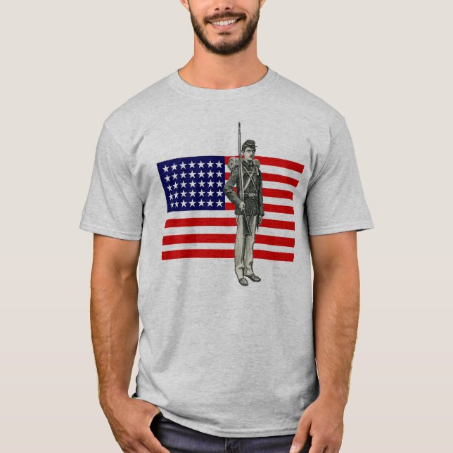 Camiseta Soldado de la guerra civil con la bandera de unión (Anverso)