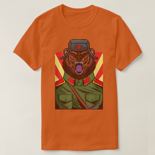 Camiseta Soldado de oso ruso gritando regalo de ilustracion (Diseño del anverso)