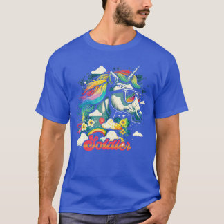Camiseta Soldado de Unicornio arcoiris