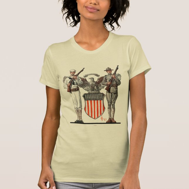 Camiseta Soldado, marinero y escudo de los E.E.U.U. (Anverso)